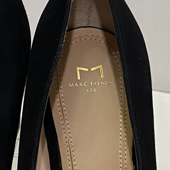 Marc Fisher LTD Black Suede Pointed Toe Block Heel Pumps Size 11M - Picture 3 of 14
